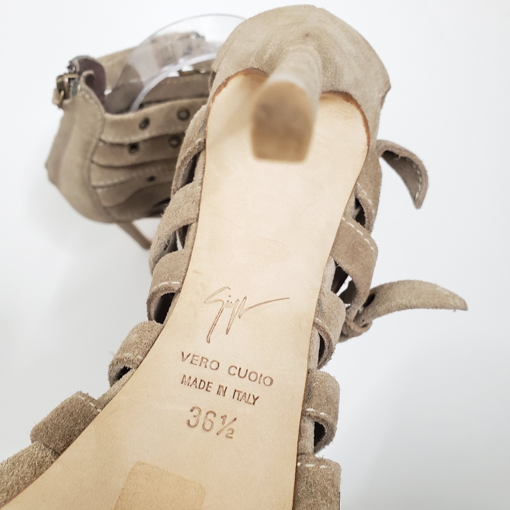 GIUSEPPE ZANOTTI Alien Grommet Cage Suede Sandal 6.5. - Picture 6 of 7